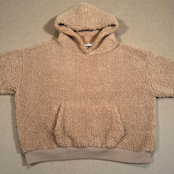 Teddy Bear Fleece Hoodie Lush Women’s Tan Fuzzy Cozy Pullover W/ Pocket Sz M - Picture 3 of 8